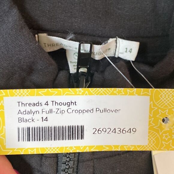 Threads 4 Thoughts Adalyn Full Zip Cropped Pullover 14  black nwt stitch fix - Picture 5 of 6